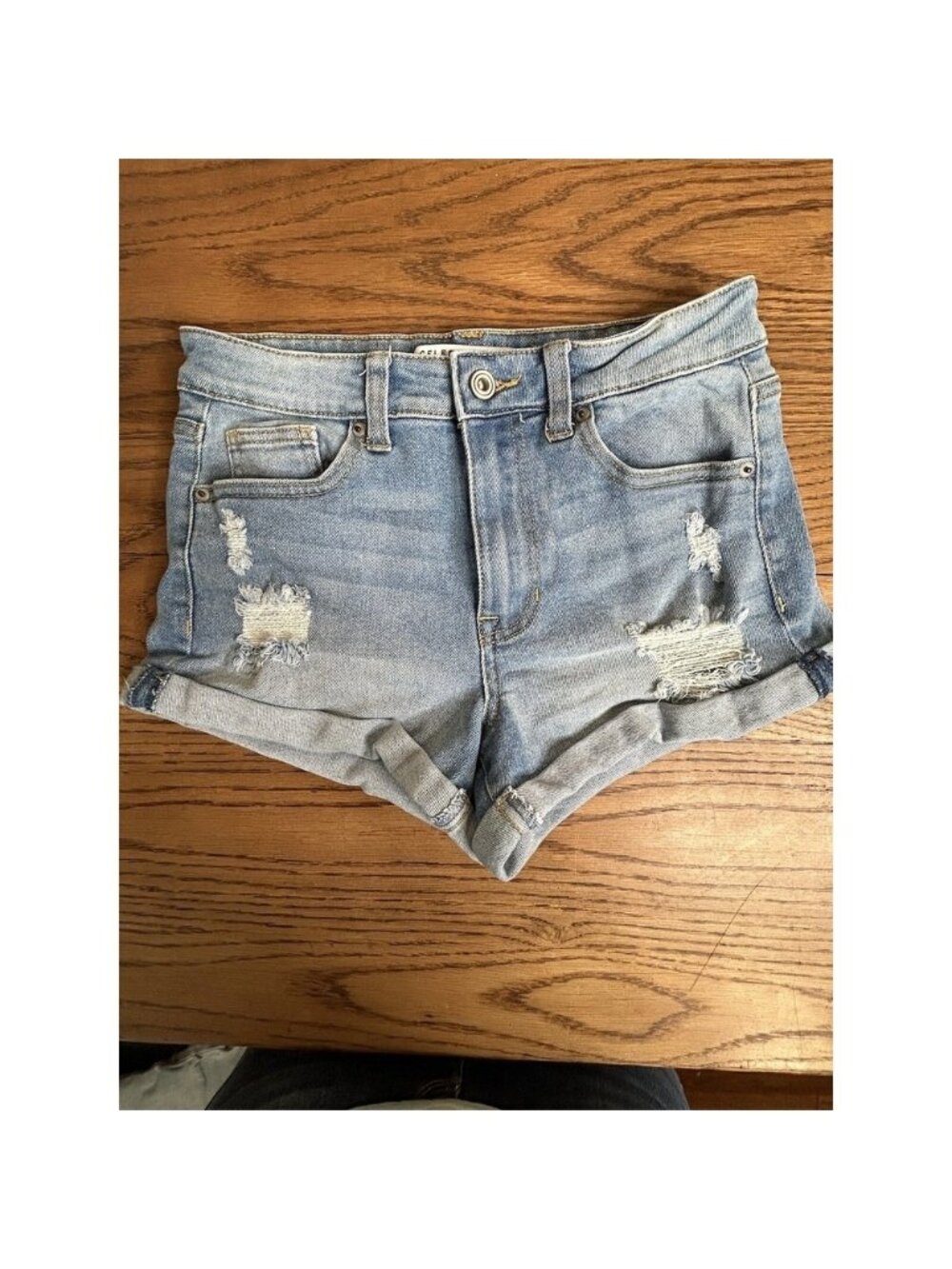 Celebrity Pink Jean Shorts Juniors Size 5 27 Blue‎ Distressed Cuffed Low Rise